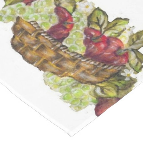 APPLES AND GRAPES IN STAW BASKET SHORT TABLE RUNNER
