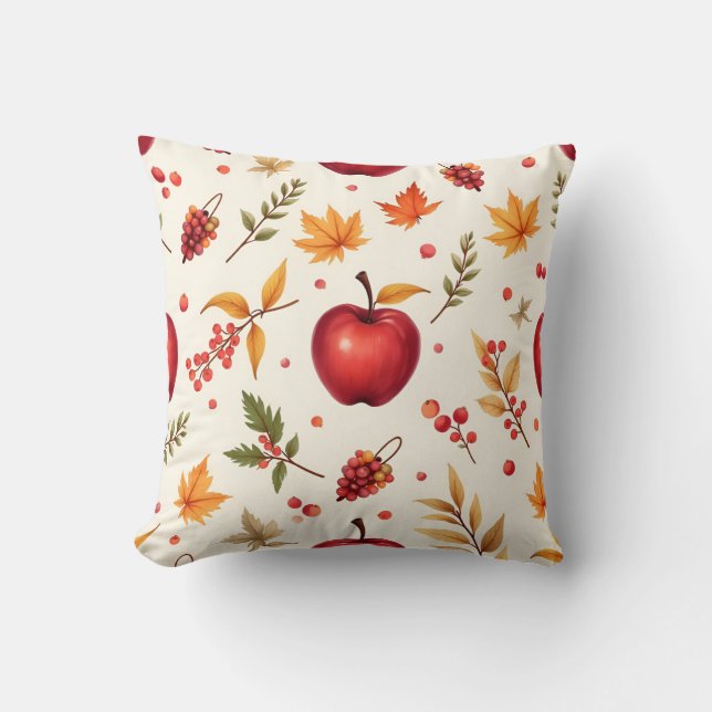 Apples and Leaves, Author Natasha Us   Throw Pillow (Front)