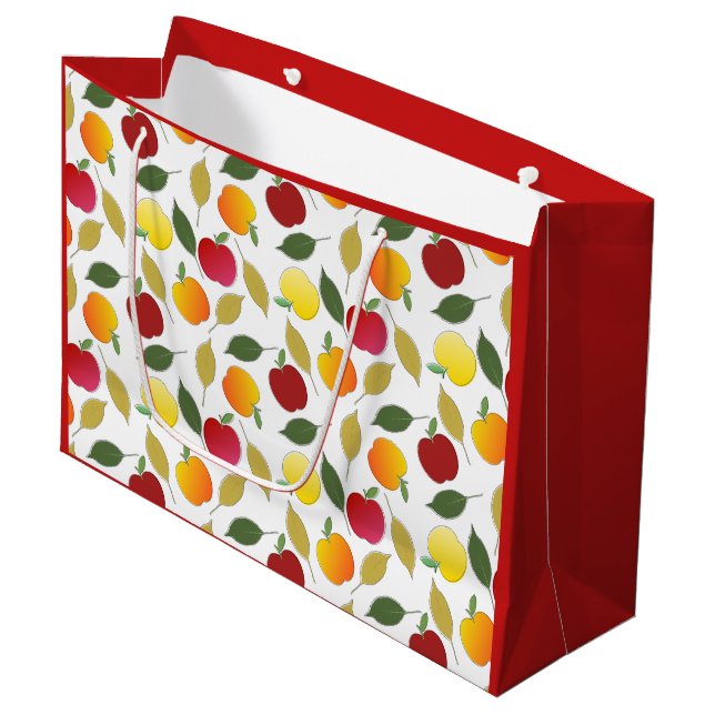 Apples and Leaves Large Gift Bag (Front Angled)