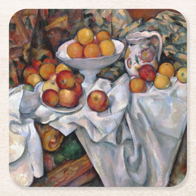 Apples and Oranges, Paul Cezanne, 1895-1900 Square Paper Coaster (Front)