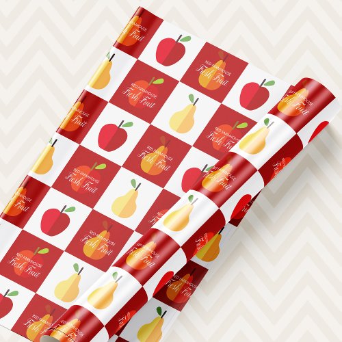 Apples and Pears Farmers Market Country Style Wrapping Paper
