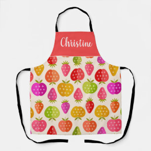 Apples and Strawberries with Stars Custom Apron