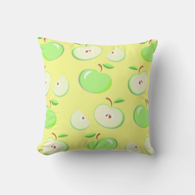 Apples apple pattern vector green throw pillow (Front)