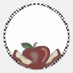 Apples & Checked Border Blank Stickers