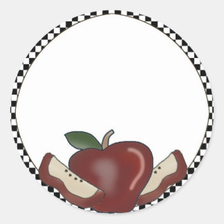 Apples & Checked Border Blank Stickers
