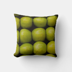 Apples fruits food green apples throw pillow