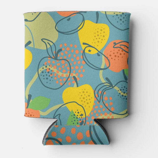 Apples Galore: Modern Vintage Print. Can Cooler (Front)