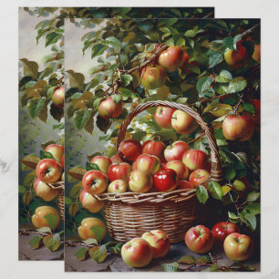 Apples in a Basket Still Life Scrapbook Paper