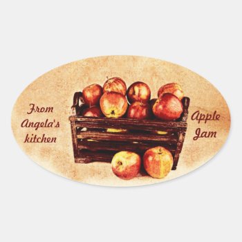 Apples In A Wooden Basket Preserves Label by myworldtravels at Zazzle