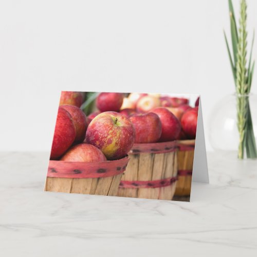 apples in bushel basket blank card