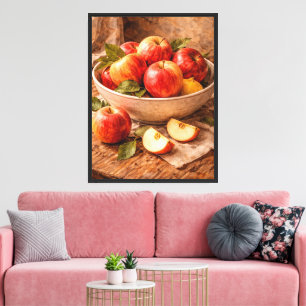 Apples in Rustic Bowl a Classic Still Life Canvas Print
