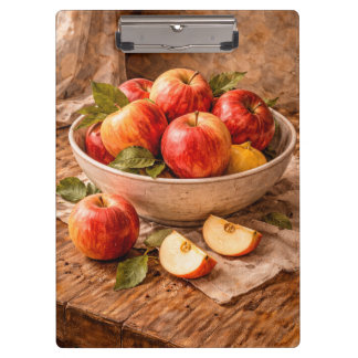 Apples in Rustic Bowl a Classic Still Life Clipboard