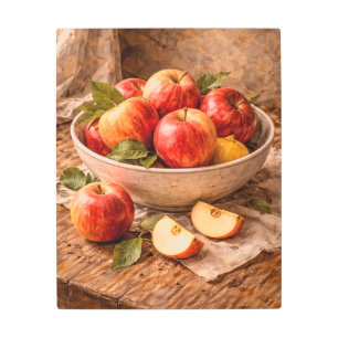 Apples in Rustic Bowl a Classic Still Life Metal Print