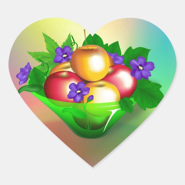 Apples in Vase Heart Sticker (Front)