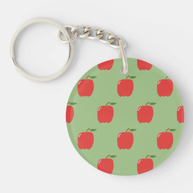 Apples Keychain (Sage Green & Red) (Front)