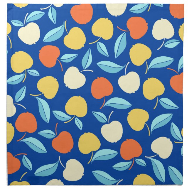 Apples leaves, blue background, seamless pattern. cloth napkin (Front)