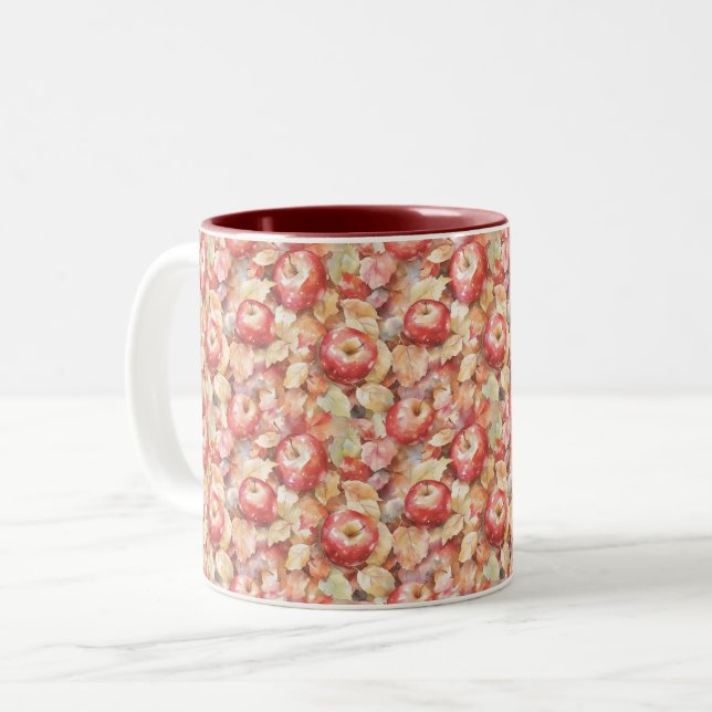 Apples Leaves Two-Tone Coffee Mug (Front Left)