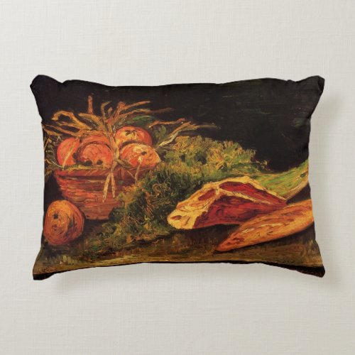 Apples Meat and a Roll by Vincent van Gogh Accent Pillow