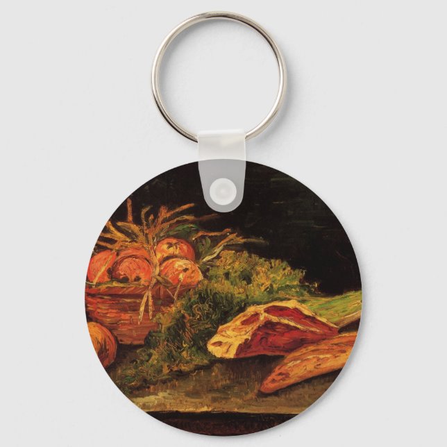 Apples, Meat and a Roll by Vincent van Gogh Keychain (Front)