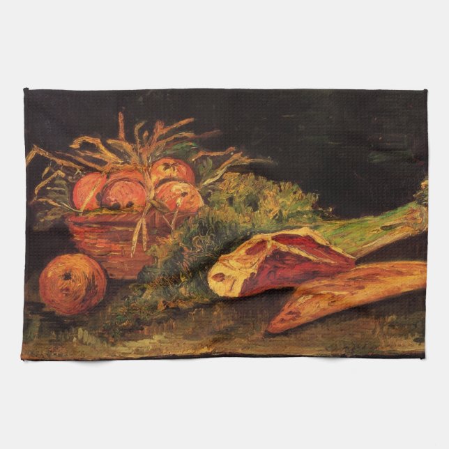 Apples, Meat and a Roll by Vincent van Gogh Kitchen Towel (Horizontal)