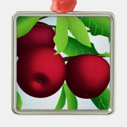 Apples on a Branch Metal Ornament