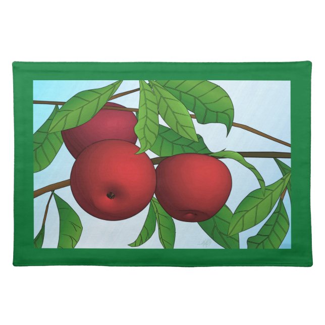 Apples on a Branch Print Cloth Placemat (Front)
