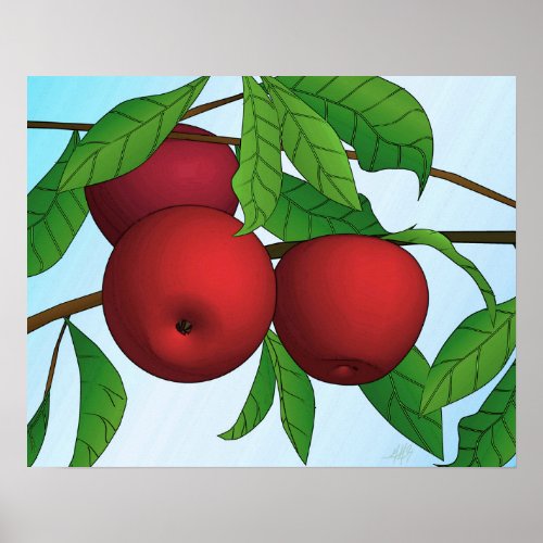Apples on a Branch print with border
