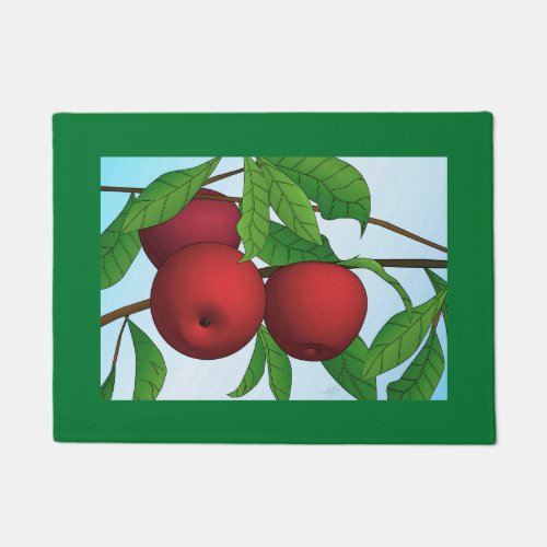 Apples on a Branch Print With Border Doormat