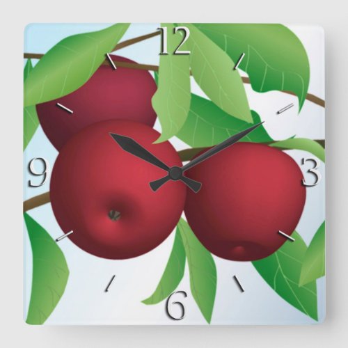 Apples on a Branch Square Wall Clock