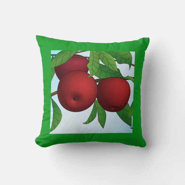 Apples on a Branch Throw Pillow (Front)