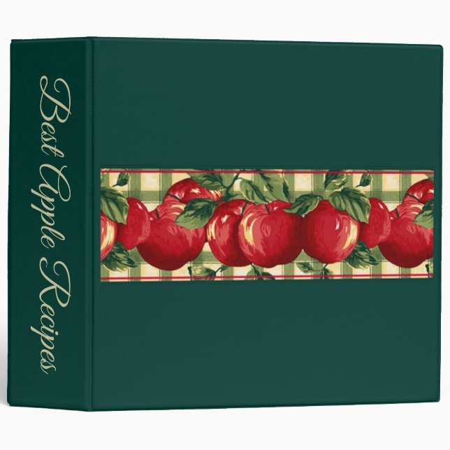 Apples on Gingham 3 Ring Binder (Front/Spine)