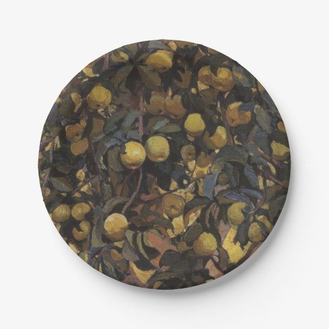 Apples on the Branches of Trees (by Serebriakova) Paper Plates (Front)