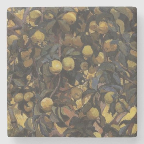 Apples on the Branches of Trees by Serebriakova Stone Coaster