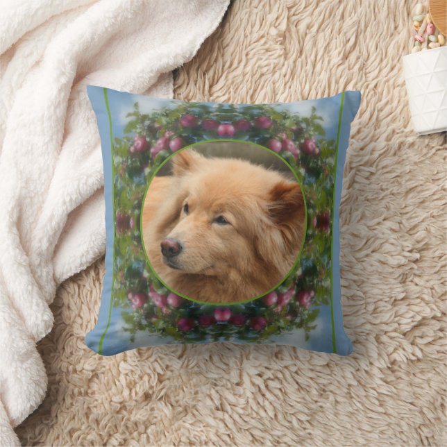 Apples On Tree Frame Create Your Own Pet Photo Throw Pillow (Blanket)