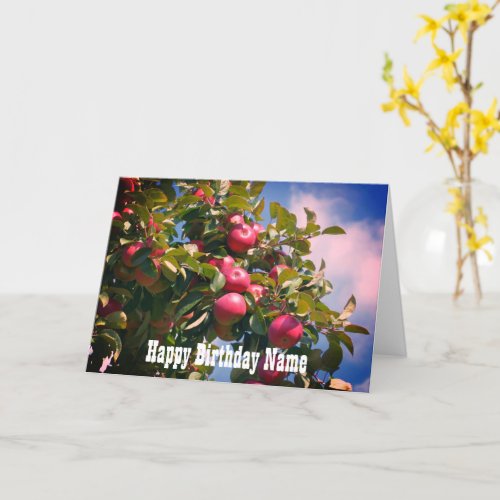 Apples On Tree Nature Personalized Birthday  Card