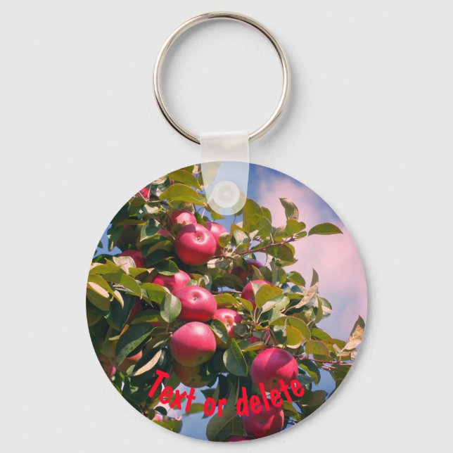 Apples On Tree Nature Personalized Keychain (Front)