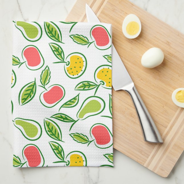 Apples Oranges and Pears Fruit Pattern Kitchen Towel (Quarter Fold)