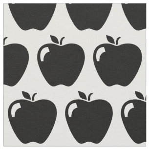 Apples Pattern Design Black & White Apple Icon Art Fabric