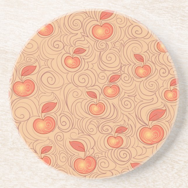 Apples Pattern Drink Coaster (Front)