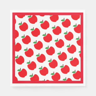 Apples Pattern Red Border Napkins