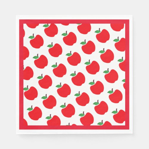 Apples Pattern Red Border Napkins