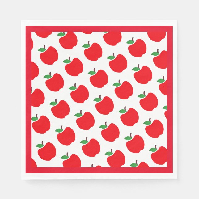 Apples Pattern Red Border Napkins (Front)