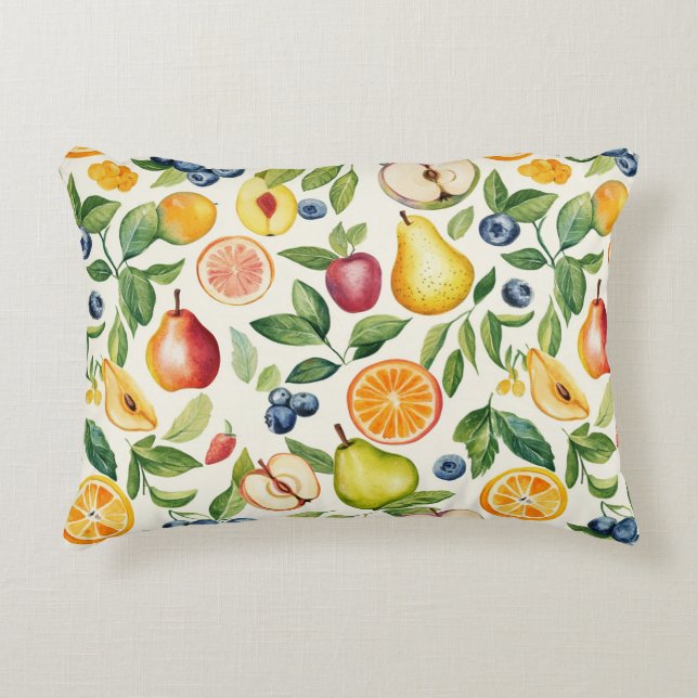 Apples Pears Blueberries Oranges Fruits Accent Pillow (Front)