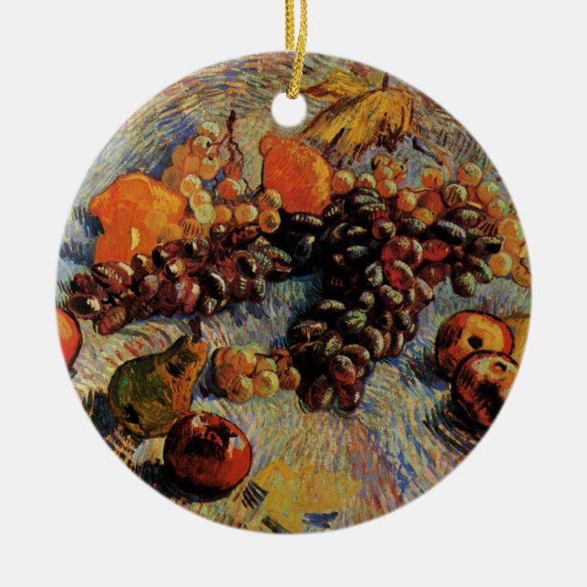 Apples, Pears, Lemons, Grapes by Vincent van Gogh Ceramic Ornament (Front)