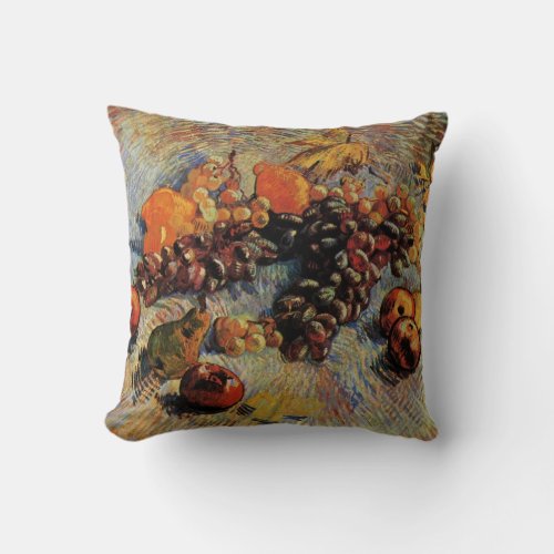 Apples Pears Lemons Grapes by Vincent van Gogh Throw Pillow