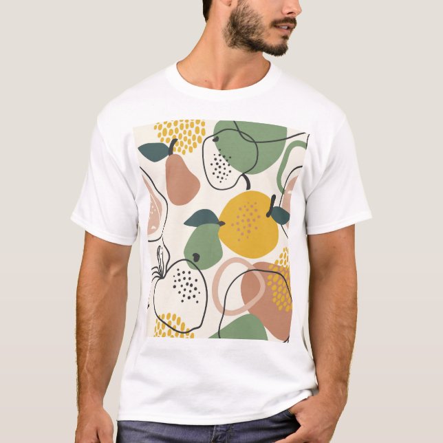 Apples Pears: Vintage Hand-Drawn Pattern. T-Shirt (Front)