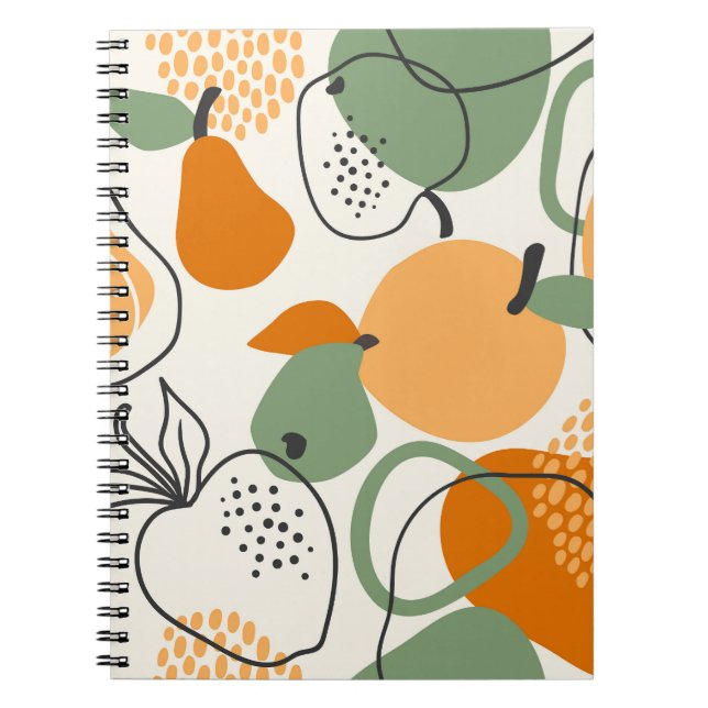 Apples, pears: vintage seamless pattern. notebook (Front)