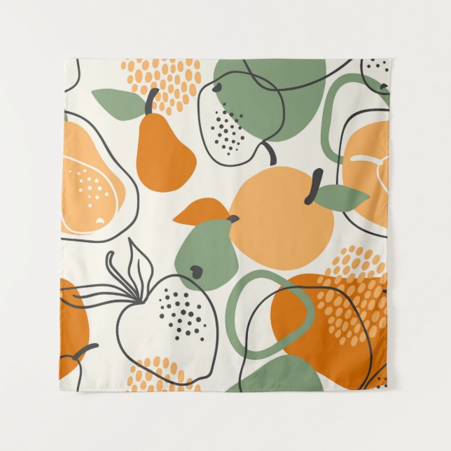 Apples, pears: vintage seamless pattern. tapestry (Front)