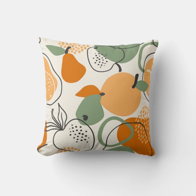 Apples, pears: vintage seamless pattern. throw pillow (Front)