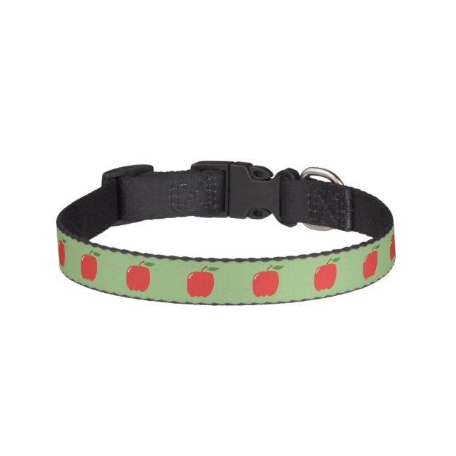 Apples Pet Collar (Sage Green & Red) (Front)